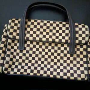 Louis Vuitton Black and Cream Checkered Shoulder Bag
